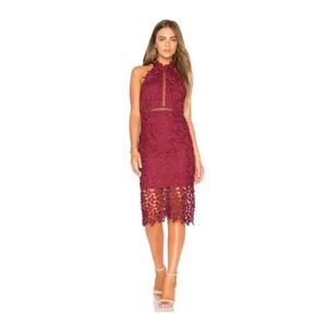 BARDOT Gemma Halter Lace Sheath Dress Burgundy sz 6
